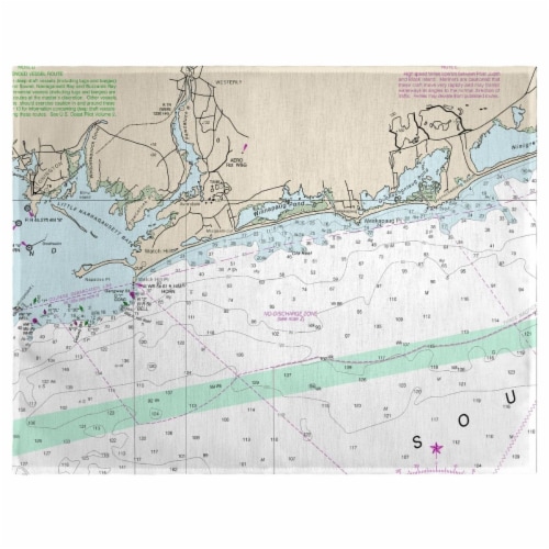 Betsy Drake PM13205WH 14 x 18 in. Block Island Sound, RI Nautical Map Place Mat - Set of 4 Perspective: front