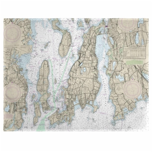 Betsy Drake PM13221NP 14 x 18 in. Narragansett Bay, RI Nautical Map Place Mat - Set of 4 Perspective: front