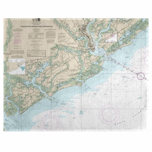 Betsy Drake PM11521 14 x 18 in. Charleston Harbor & Approaches, SC Nautical Map Place Mat - S Perspective: front
