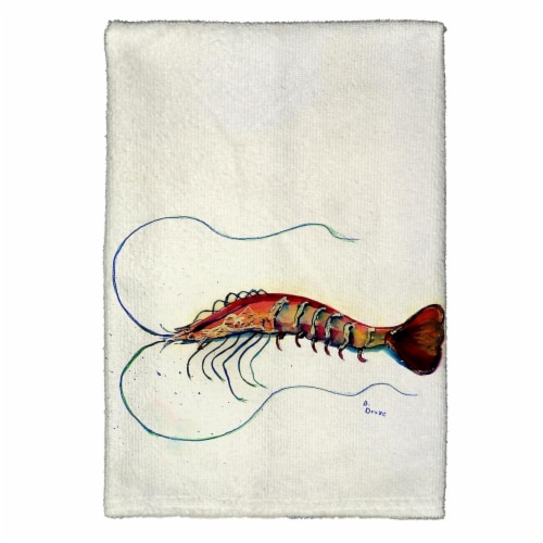 Betsy Drake KT395 Shrimp Kitchen Towel Perspective: front