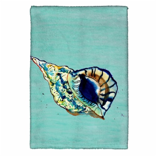 Betsy Drake KT606C Shell - Teal Kitchen Towel Perspective: front