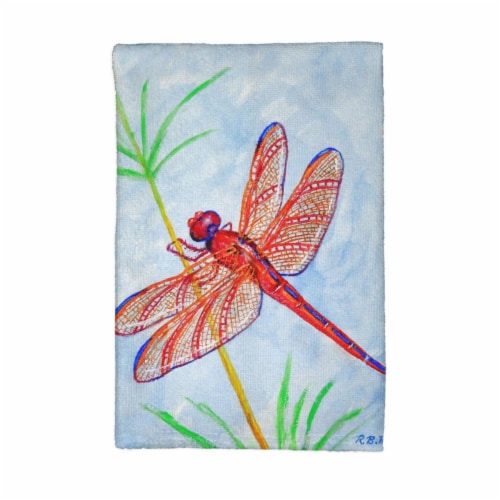 Betsy Drake KT773 Red Dragonfly Kitchen Towel Perspective: front