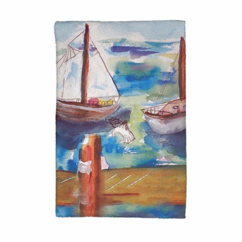 Betsy Drake KT933 Two Sailboats Kitchen Towel Perspective: front
