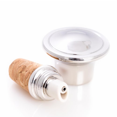 Bey-Berk International Nickel Plated Bottle Stopper & Pourer Perspective: front