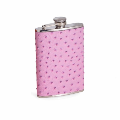 Bey-Berk International FS248 8 oz Stainless Steel Ostrich Leather Flask Perspective: front