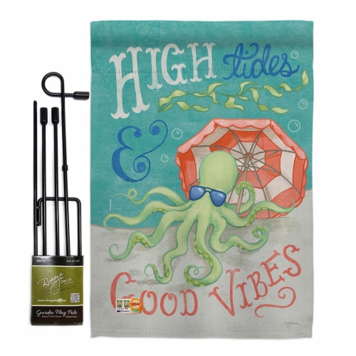Breeze Decor BD-NA-GS-107062-IP-BO-D-US18-WA 13 x 18.5 in. Octopus Good Vibes Coastal Nautica Perspective: front