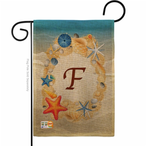 Breeze Decor BD-BN-G-130162-IP-DB-D-US14-BD 13 x 18.5 in. Summer F Initial Burlap Coastal Bea Perspective: front