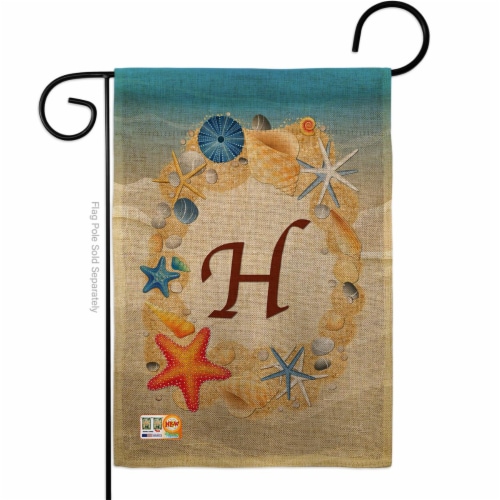 Breeze Decor BD-BN-G-130164-IP-DB-D-US14-BD 13 x 18.5 in. Summer H Initial Burlap Coastal Bea Perspective: front