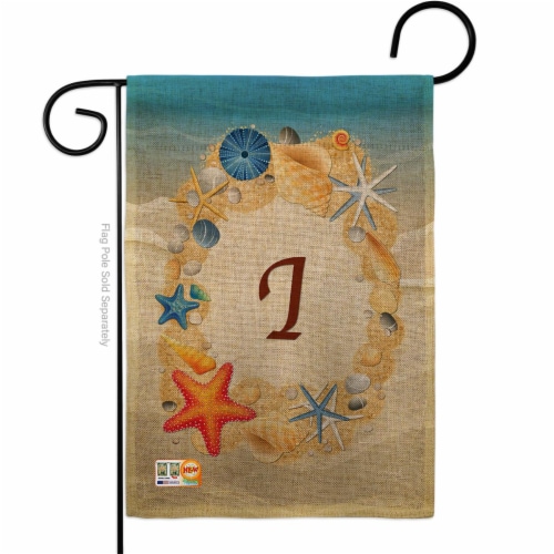 Breeze Decor BD-BN-G-130165-IP-DB-D-US14-BD 13 x 18.5 in. Summer I Initial Burlap Coastal Bea Perspective: front