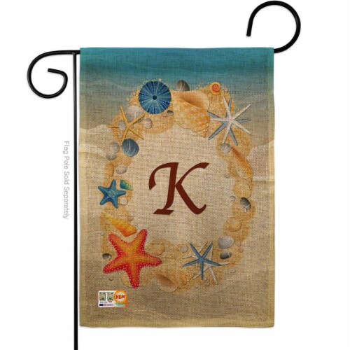 Breeze Decor BD-BN-G-130167-IP-DB-D-US14-BD 13 x 18.5 in. Summer K Initial Burlap Coastal Bea Perspective: front