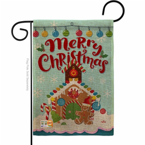 Breeze Decor BD-XM-G-114151-IP-DB-D-US17-BD 13 x 18.5 in. Christmas Gingerbread House Burlap Perspective: front