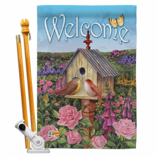 Breeze Decor BD-SH-HS-100049-IP-BO-D-US12-AM 28 x 40 in. Welcome Bird House Inspirational Swe Perspective: front