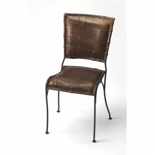 Butler Specialty Maverick Side Chair in Iron and Leather Perspective: front