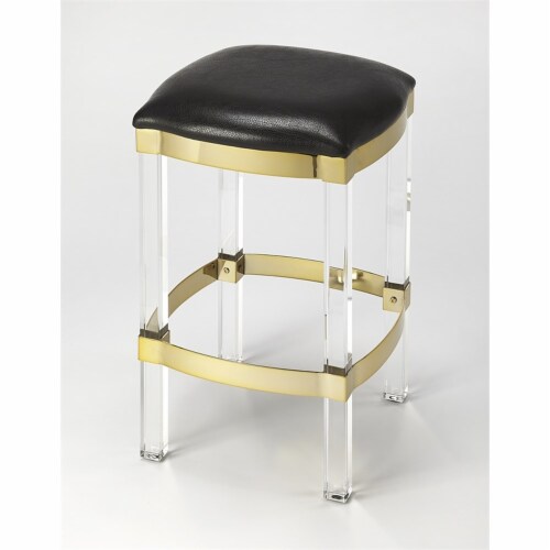 Butler Specialty Company Jordan Acrylic & Leather 24  Counter Stool - Black Perspective: front