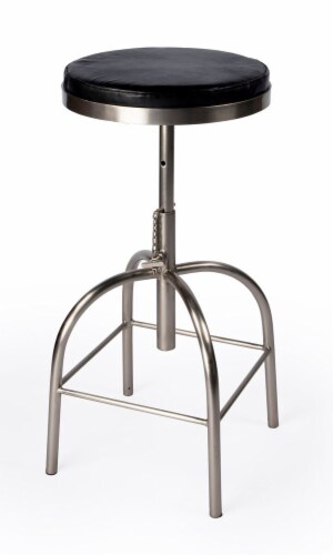 Butler Clyde Black Leather Adjustable Bar Stool Perspective: front