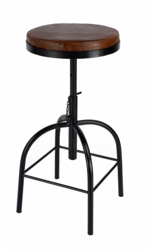 Butler Clyde Brown Leather Adjustable Bar Stool Perspective: front