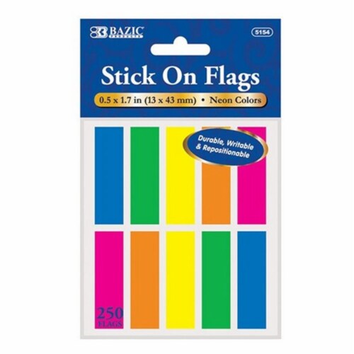 Bazic   25 Ct. 0.5'' X 1.7'' Neon Color Coding Flags (10/Pack)  Case of 24 Perspective: front