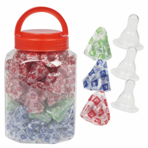 Silicone Nipple in Jar - Assorted Color, Case of 600 Perspective: front