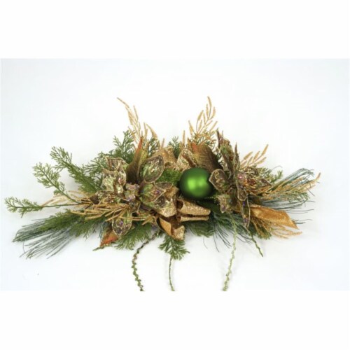 Small Jeweled Green Poinsettiatable Piece Coordinates Perspective: front