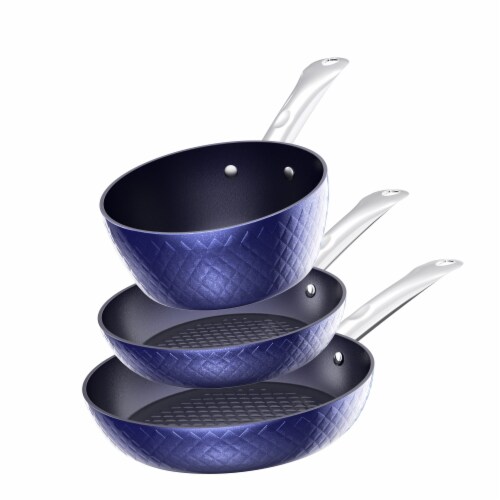 3Piece Aluminum Alloy NonStick Induction Frying Pan Set with Lid, 3 King Soopers
