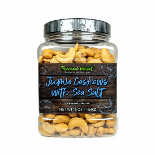 Treasured Harvest Jumbo Cashews with Sea Salt Perspective: front