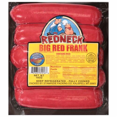 Redneck Big Red Frank Pork Franks Perspective: front