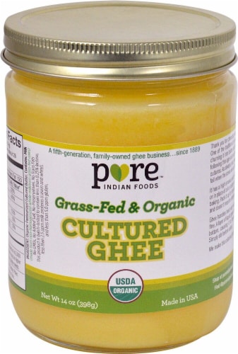Pure Indian Foods Grass-Fed & Organic Cultured Ghee Perspective: front