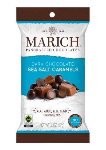 Marich Premium Chocolates Dark Chocolate Sea Salt Caramels Perspective: front