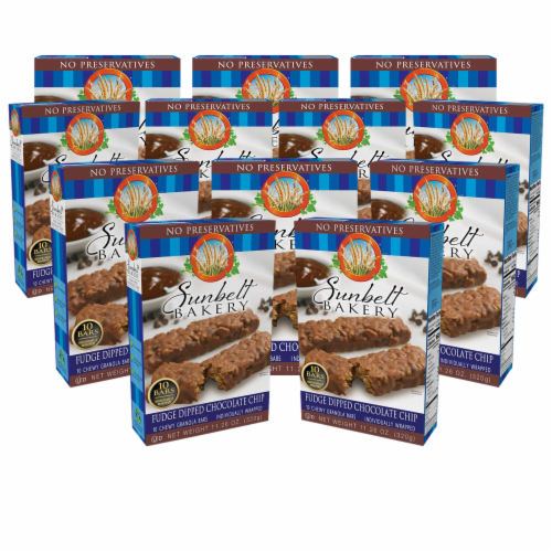 Sunbelt Bakery Fudge Dipped Chocolate Chip Chewy Granola Bars, (12-Boxes) Perspective: front