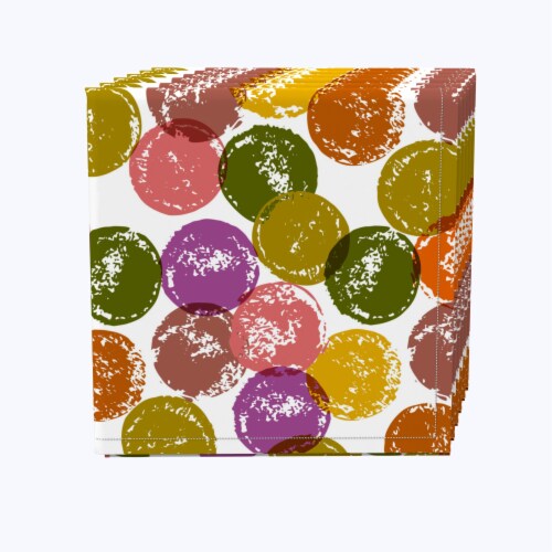 Napkin Set, 100% Polyester, Set of 4, 18x18 , Colorful Dot Stamps Perspective: front