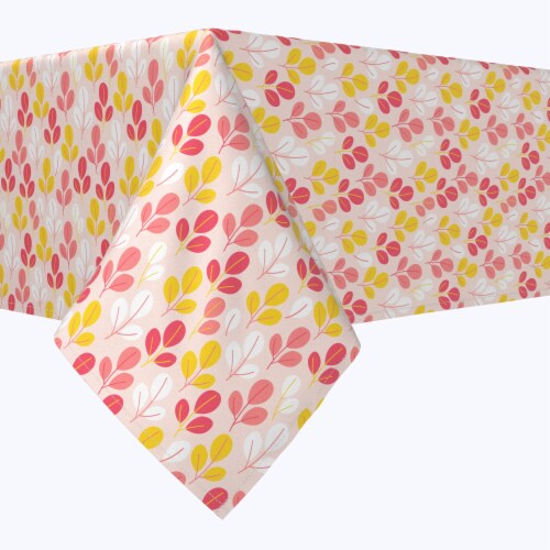 Square Tablecloth, 100% Polyester, 54x54 , Doodle Pink Leaves, 54 x 54 ...