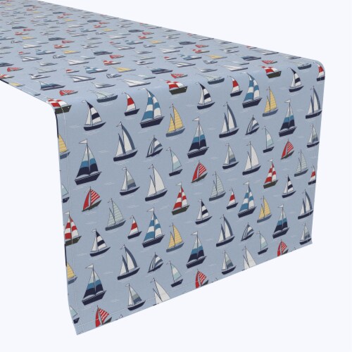 Table Runner, 100% Polyester, 12x72 , Marine Sailboats Perspective: front