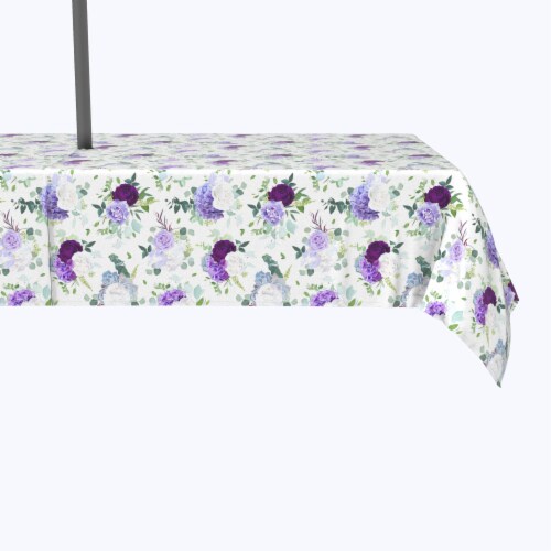 Water Repellent, Outdoor, 100% Polyester, 60x104 , Purple & White Hydrangeas Perspective: front
