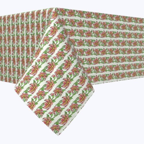 Square Tablecloth, 100% Polyester, 54x54 , Peony Floral Stripe, 54 x 54 ...