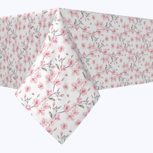 Square Tablecloth, 100% Polyester, 54x54 , Pink Floral Blossom, 54 x 54 ...