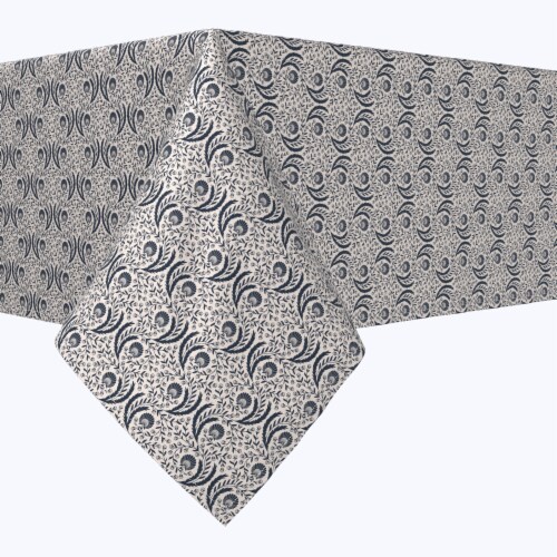 Square Tablecloth, 100% Polyester, 54x54 , Spiral Flowers and Leaves Perspective: front