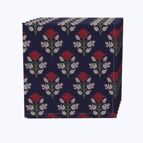Napkin Set of 4, 100% Cotton, 20x20 , Bouquet of Poppies Perspective: front