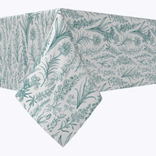 Rectangular Tablecloth, 100% Cotton, 52x120 , Green Garden Flowers Perspective: front