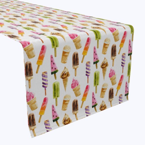 Table Runner, 100% Cotton, 16x108 , Summer Ice Cream Perspective: front