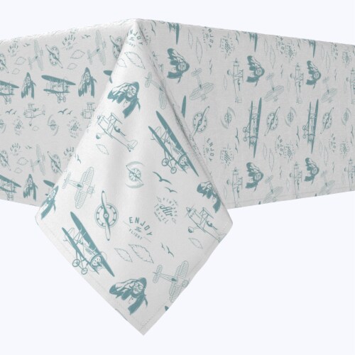Square Tablecloth, 100% Cotton, 52x52 , Vintage Aviation Perspective: front