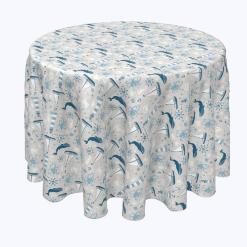 Round Tablecloth, 100% Polyester, 90 Round, Elements of the Sea Perspective: front