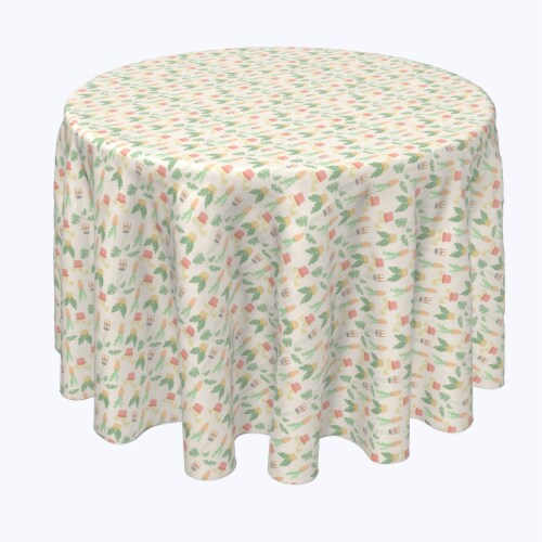 Round Tablecloth, 100% Polyester, 90 Round, Potted Plants Perspective: front