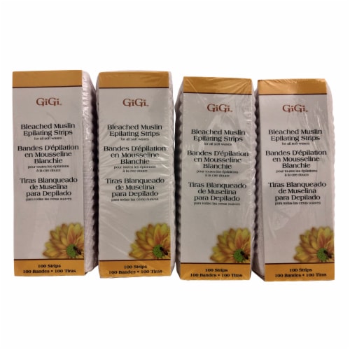 GiGi Bleached Muslin Epilating Strips for All Soft Waxes 100 CT Pack of 4 Perspective: front