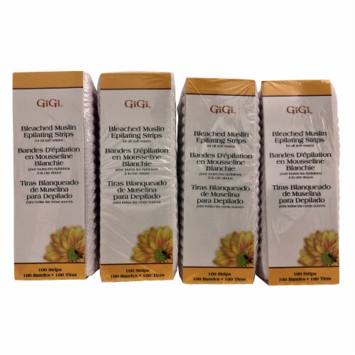 GiGi Bleached Muslin Epilating Strips for All Soft Waxes 100 CT Pack of 4 Perspective: front