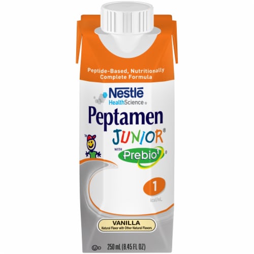 Peptamen Jr with Prebio Vanilla Peptide Based Formula Perspective: front