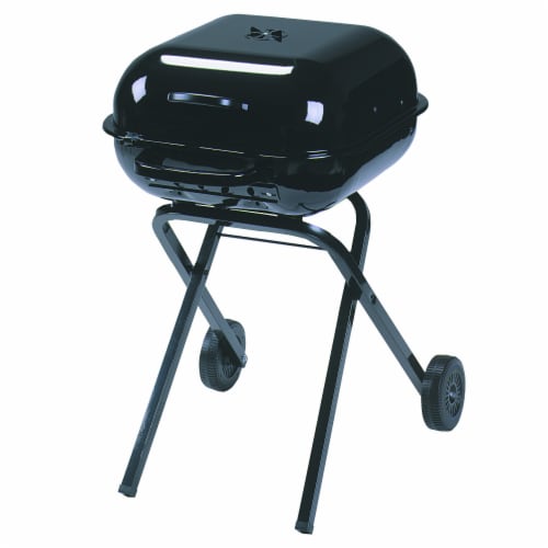 Americana Walk-A-Bout Charcoal Grill - Black Perspective: front