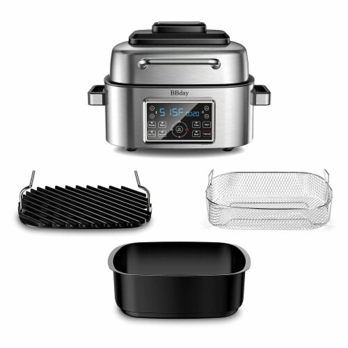 BBday 6.50 Quart 10 in 1 Combination Electric Air Fryer & Indoor Smokeless Grill Perspective: front