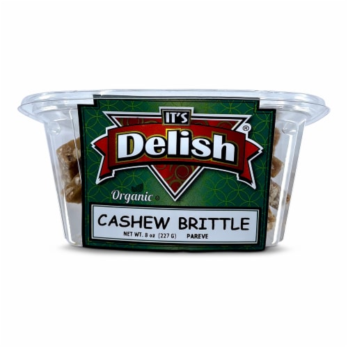 It's Delish® Organic Cashew Brittle Tub Perspective: front