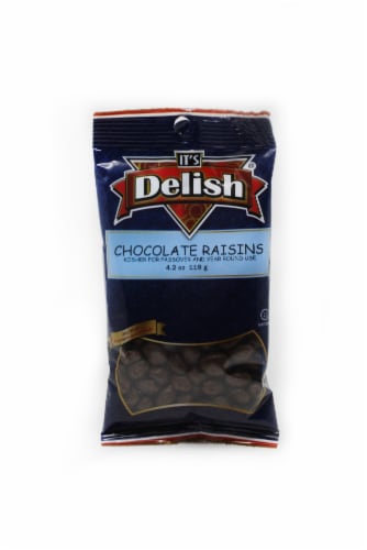 It's Delish Chocolate Raisins Perspective: front