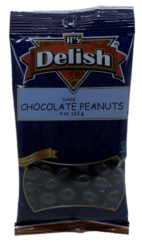It's Delish Dark Chocolate Covered Peanuts Perspective: front